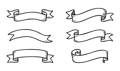 Vintage Hand Drawn Ribbon Banner Collection for Labels, Logos, and Designs