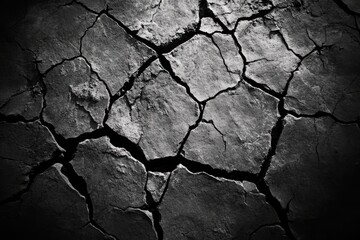 Cracked Black Stone Texture with Natural Rough Rock Surface Details.