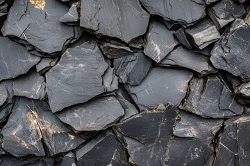 Cracked Black Stone Texture with Natural Rough Rock Surface Details.