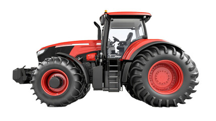 Obraz premium Agricultural tractor isolated on a white background. Modern technological farm tractor. Front view