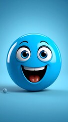 Fototapeta premium Smiling blue emoji sphere