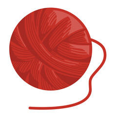 Red yarn ball vector illustration for handmade crafts, knitting, crochet, and sewing