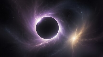 Obraz premium Stunning Solar Eclipse with Light Streaks and Cosmic Dust Nebula