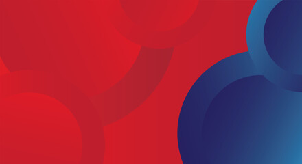 Red gradient background with blue circle pattern