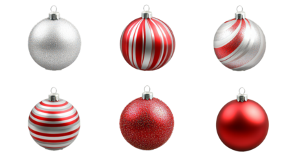 Christmas decorations concept. Top view vertical photo of blue white silver baubles snowflake star ornaments and confetti on isolated white background with copyspace1-vahid.png, Christmas balls red