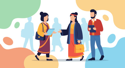 Diverse businesspeople networking, ideal for websites, brochures, and presentations on collaboration and teamwork.