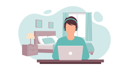Person working from home on laptop, perfect for remote work illustrations, blog posts, and website banners.