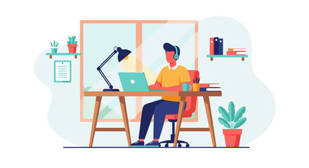 Person working from home on laptop, ideal for remote work or freelance lifestyle blogs and websites.