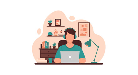 Person working from home on laptop, perfect for blog posts or website banners about remote work.