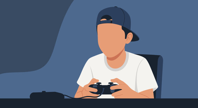 Faceless Gamer Playing Video Games - Illustration for Blogs and Websites