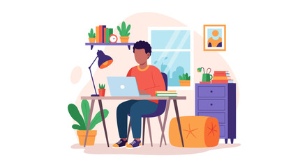 Person working from home on laptop, ideal for remote work, freelance, and work-life balance content.
