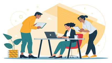 Diverse team collaborating on a project, ideal for website banners or business presentations.