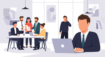 Teamwork and collaboration in a modern office. Ideal for websites, presentations, and marketing materials.