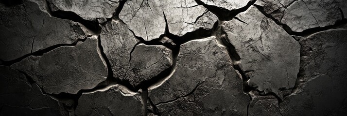 Cracked Black Stone Texture with Natural Rough Rock Surface Details.