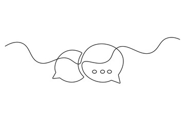 Minimal Speech Bubble Continuous Line Art Vector   Chat Icon Silhouette for Communication and Messaging Design.