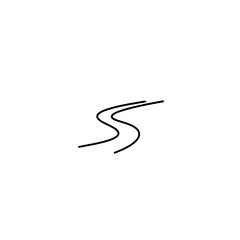 Minimalist winding road illustration with parallel lines and smooth curves