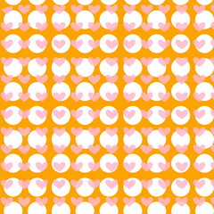 Circle with heart seamless pattern 