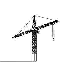 Tower Crane Line Art: Construction Machinery Illustration
