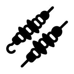 Black and white food skewers kebab meat