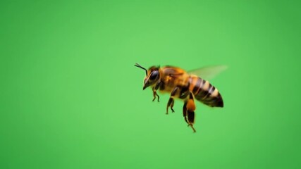 Honeybee Flying on Green Screen Background - Powered by Adobe