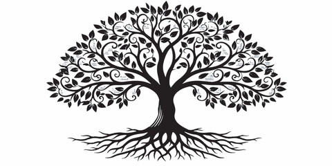 Obraz premium A clean black and white vector illustration of a family tree with elegantly branching limbs and structured hierarchy