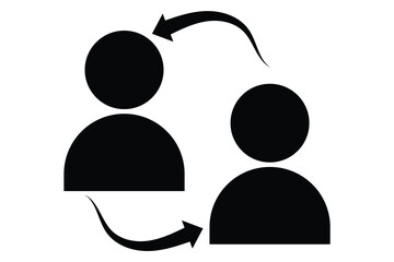 people and person transfer icon with arrow symbol, vector illustration.
