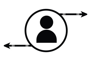people and person transfer icon with arrow symbol, vector illustration.