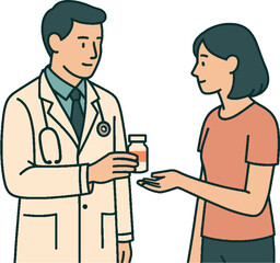 DOCTOR GIVES MEDICINE TO PATIENT