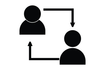 people and person transfer icon with arrow symbol, vector illustration.