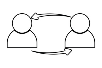 people and person transfer icon with arrow symbol, vector illustration.