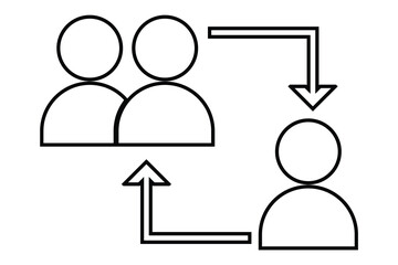 people and person transfer icon with arrow symbol, vector illustration.