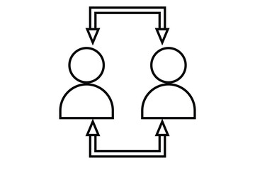 people and person transfer icon with arrow symbol, vector illustration.