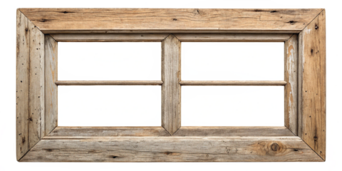 Old Rustic Wooden Window Frame Isolated on Transparent Background PNG
Vintage Weathered Wooden Window Frame – Transparent PNG for Design Use
