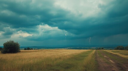 Stormy Sky Over Rural Field