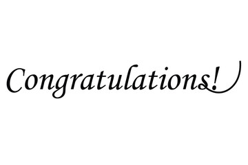 hand drawn congratulation text lettering typography icon on white background.