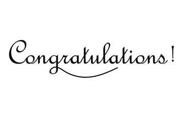 hand drawn congratulation text lettering typography icon on white background.