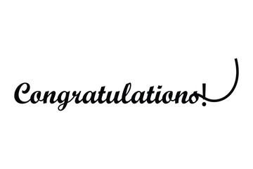 hand drawn congratulation text lettering typography icon on white background.