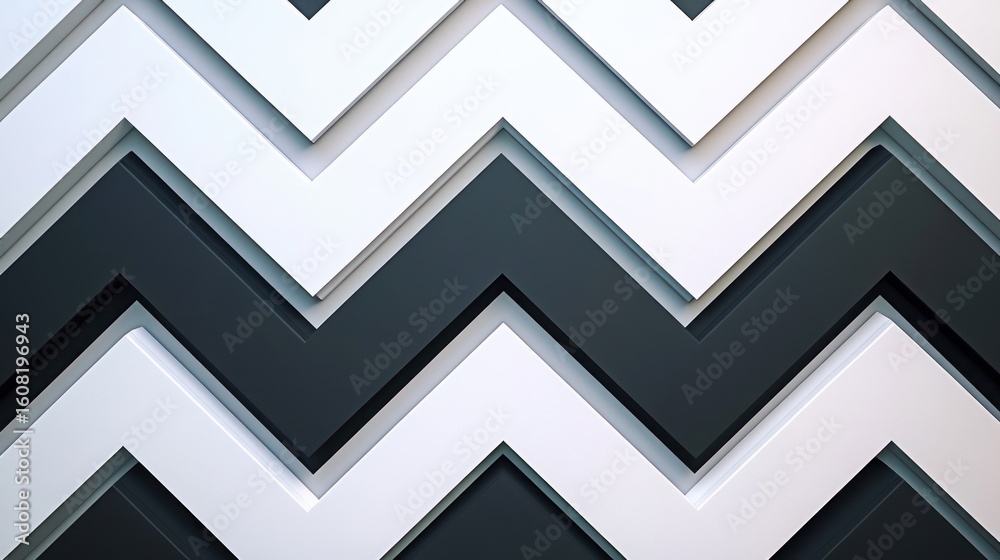 Poster a close up of a black and white zigzag pattern creating a modern and abstract visual design element 