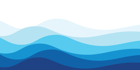 Sea waves layered vector background illustration and sea beach vector illustration.