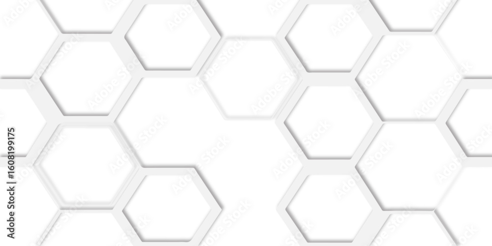 Aufkleber  white hexagons arranged in a repeating honeycomb structure design creating a modern and abstract geometric design for visual appeal.
