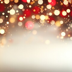 A festive background featuring blurred red and gold bokeh lights creating a celebratory atmosphere