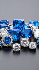 Sparkling gemstones on dark background