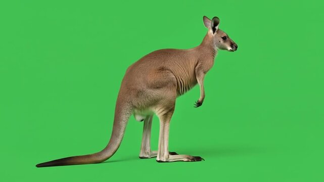 Kangaroo Standing on Green Screen