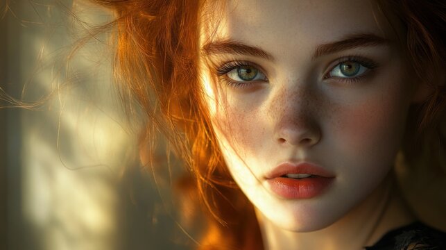 Redhead Woman Portrait - Powered by Adobe