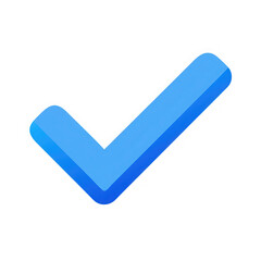 Blue check mark isolated on transparent background