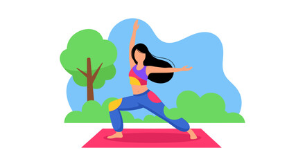 Woman practicing yoga outdoors, perfect for wellness websites or fitness brochures.