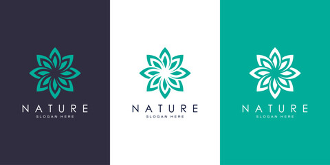 Flower logo design with line art style. logos can be used for spa, beauty salon, decoration, boutique. and business card