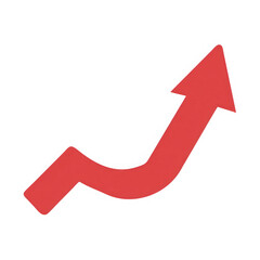 Red upward trend arrow isolated on transparent background