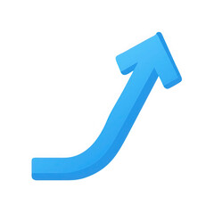 Blue upward arrow isolated on transparent background