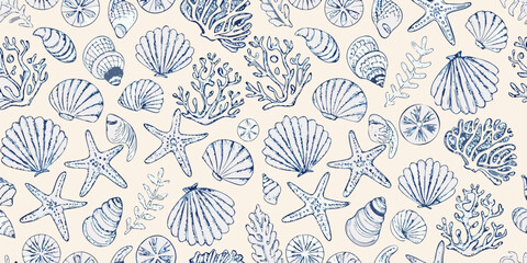 seamless pattern with blue flowers © Etika